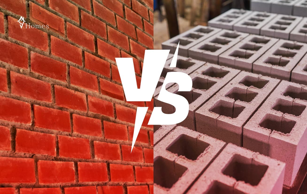 Which brick is better for home construction: Red Bricks vs. Concrete Blocks?