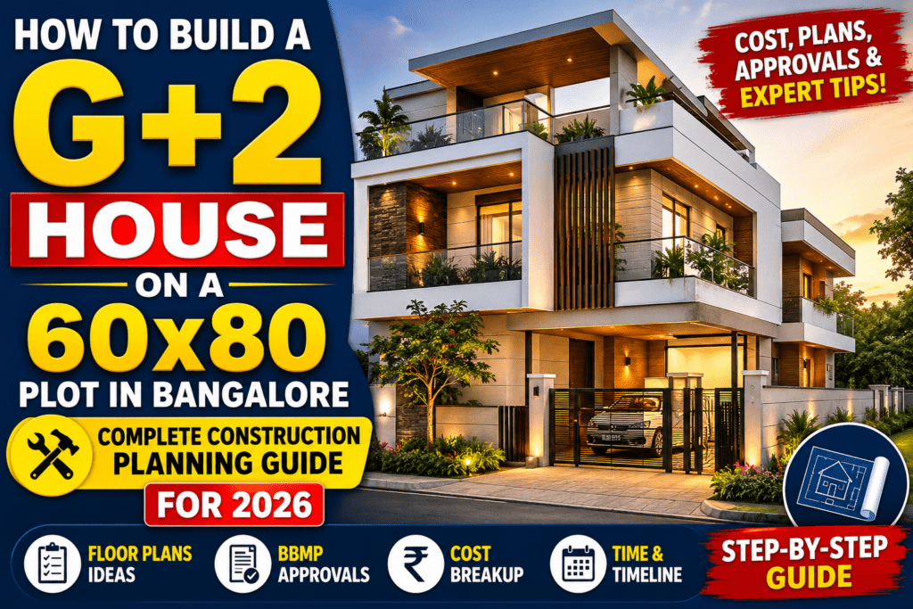 How to Build a G+2 House on a 60x80 Plot in Bangalore. Complete Construction Planning Guide for 2026